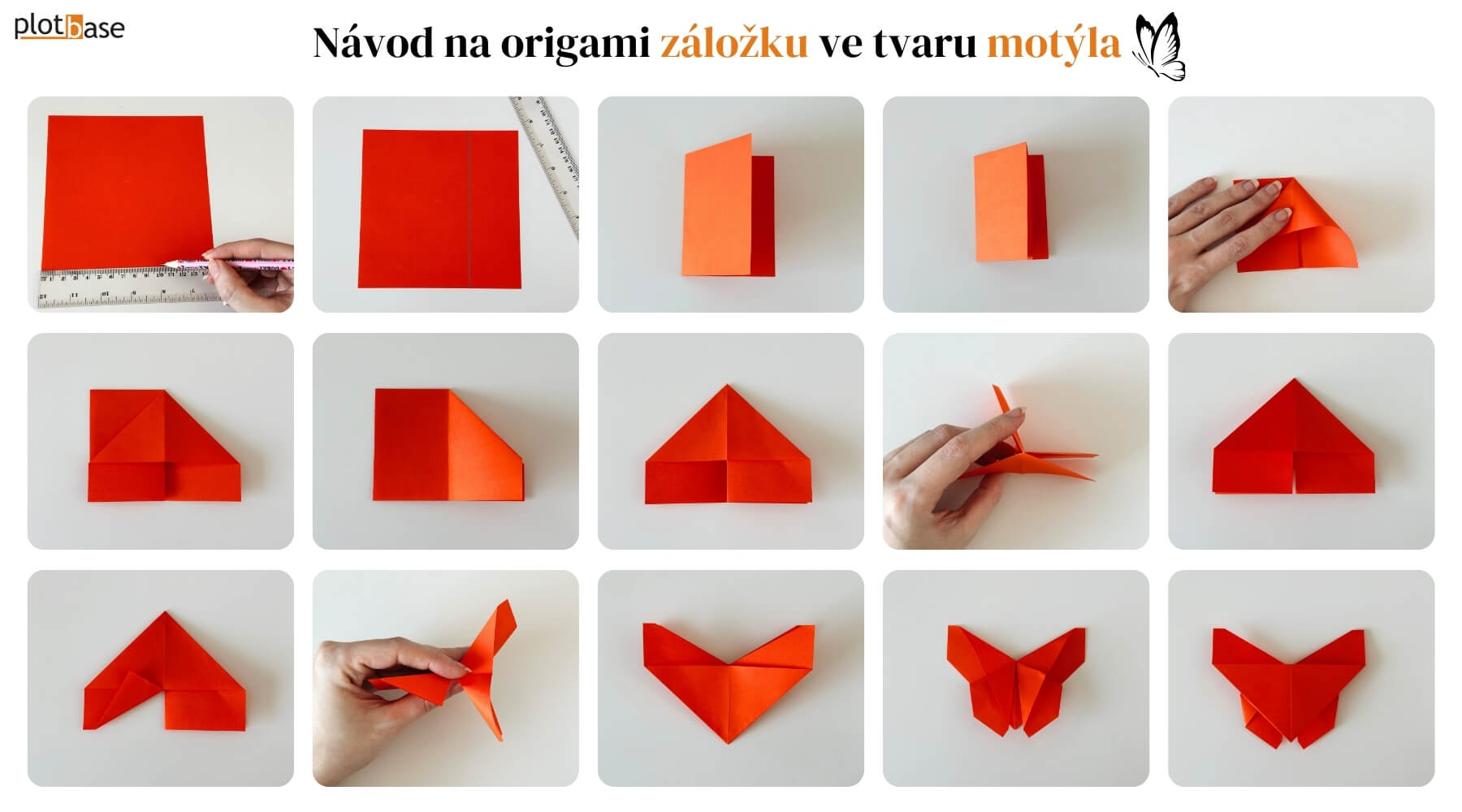 Návod na výrobu origami záložky ve tvaru motýla.